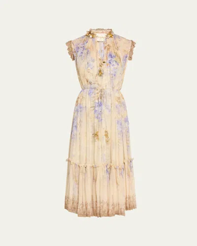 Zimmermann Dawning Flutter Dress In Purple
