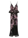 Zimmermann Dawning Bead-embellished Floral-print Linen And Silk-blend Peplum Maxi Dress In Schwarz