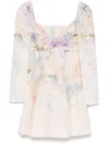 Zimmermann Dawning Mini Dress With Floral Print In Pink