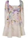 Zimmermann Dawning Mini Dress With Floral Print In Multi Hydrangea