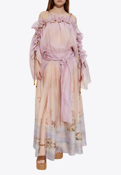 Zimmermann Dawning Lace Midi Dress In Multi