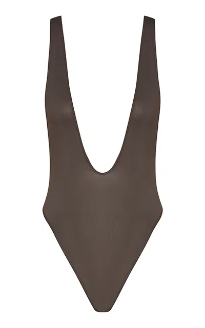 Zimmermann Dawning Scoop Bodysuit In Brown
