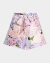 Zimmermann Dawning Printed Silk Flat Front Shorts In Dawning Flat Front Short