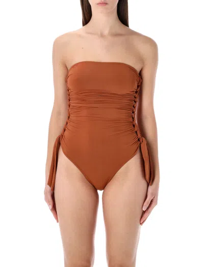 Zimmermann Daylight Braided Gathered One-piece In Copper