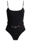 Zimmermann "daylight Chain Scoop" Swimsuit In Black