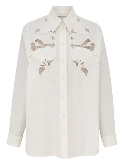 Zimmermann Flower-embroidered Shirt In White