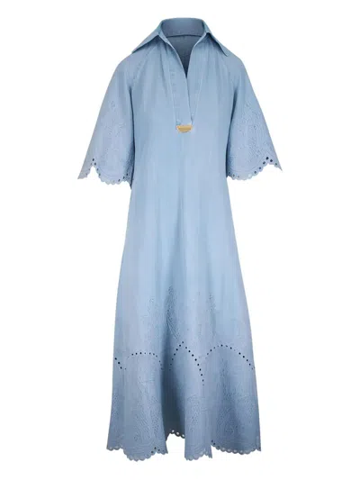 Zimmermann Daylight Denim Midi Dress In Blue