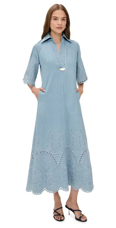 Zimmermann Daylight Denim Midi Dress Ice Storm In Blue