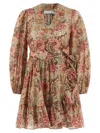 Zimmermann Daylight Mini Wrap Frill Dress Stamp Floral Sage In Multi