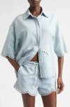 Zimmermann Daylight Embroidered Denim Shirt In Blue