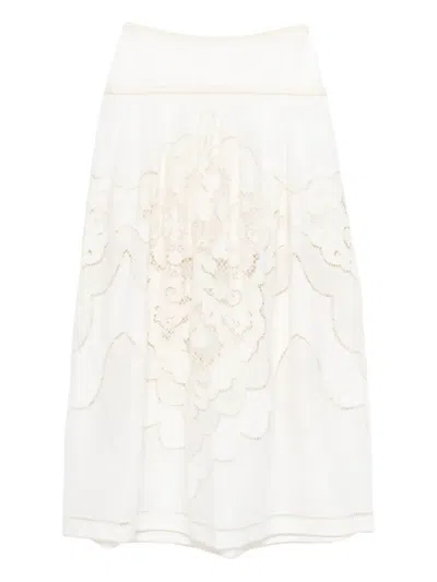 Zimmermann Daylight Embroidered Maxi Skirt In White