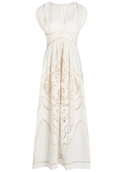 Zimmermann Daylight Embroidered Woven Maxi Dress In White