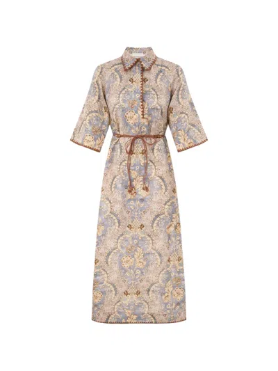 Zimmermann Daylight Floral-print Midi Dress In Neutral