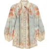 Zimmermann Womens Wallpaper Floral Mint Daylight Balloon-sleeves Woven Blouse Xs In Multi