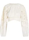 Zimmermann Daylight Guipure-lace Cropped Linen Top In White