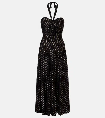 Zimmermann Daylight Cutout Fil Coupé-voile Halterneck Midi Dress In Black