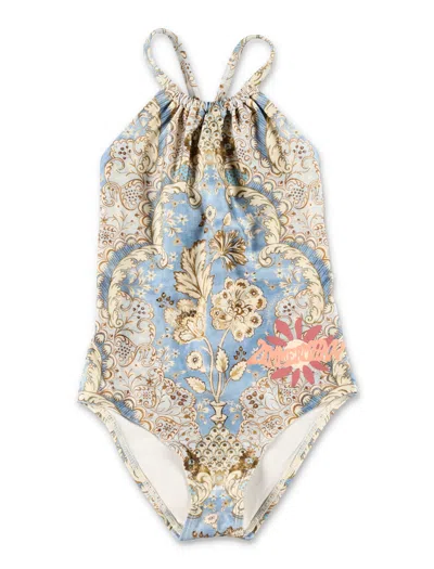 Zimmermann Daylight Kids Gathered Swimsuit In Multi