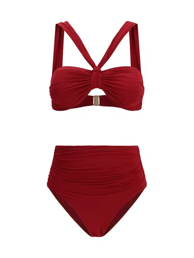 Zimmermann Daylight Knot Detail Swimsuit In Burgundy