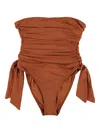 Zimmermann Sculpting Braided Gathered One-piece Swimsuit Size 1 In Brown