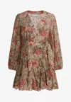Zimmermann Daylight Mini Wrap Frill Dress Stamp Floral Sage In Multi
