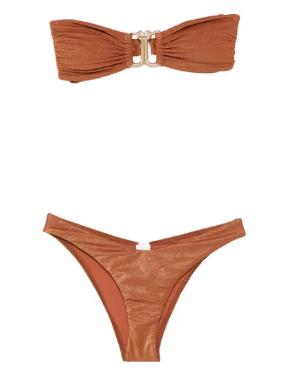 Zimmermann Daylight Metallic Bikini In Brown