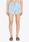 Zimmermann Daylight Scalloped Broderie Anglaise Denim Shorts In Blue
