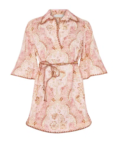 Zimmermann Daylight Mini Tunic Dress In Nude