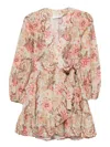 Zimmermann Daylight Mini Wrap Frill Dress Stamp Floral Sage In Multi