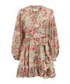 Zimmermann Daylight Mini Wrap Frill Dress Stamp Floral Sage In Multi