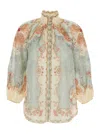 Zimmermann Womens Wallpaper Floral Mint Daylight Balloon-sleeves Woven Blouse Xs In Multi