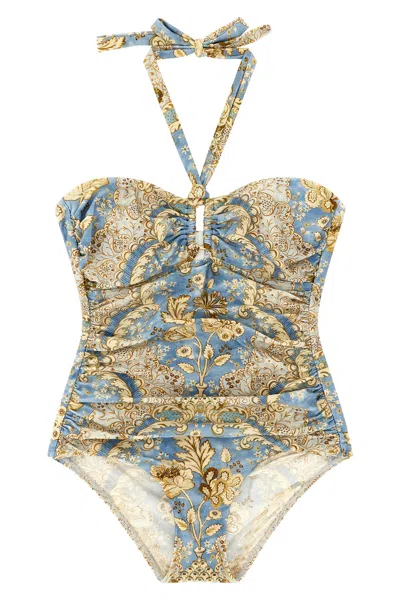 Zimmermann Daylight Paisley-print Swimsuit In Blue