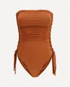 Zimmermann Sculpting Braided Gathered One-piece Swimsuit Size 1 In Brown