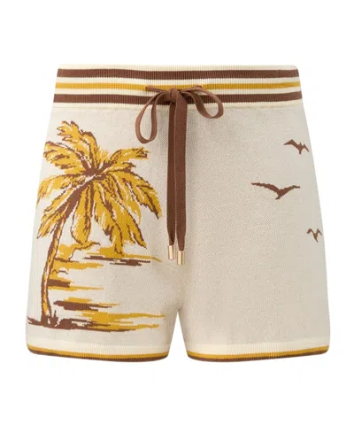 Zimmermann Daylight Palm-tree Jacquard Shorts In Brown