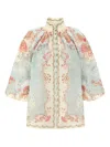 Zimmermann Womens Wallpaper Floral Mint Daylight Balloon-sleeves Woven Blouse Xs In Blue