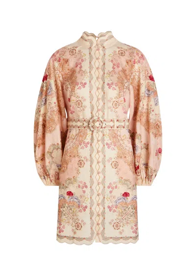 Zimmermann Daylight Printed Linen Mini Dress In Multi