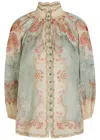 Zimmermann Daylight Printed Ramie Blouse In Multi