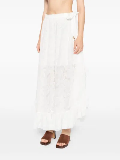 Zimmermann Daylight Ruffle Skirt In Ivory In Gray