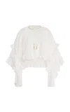Zimmermann Daylight Ruffled Cotton-blend Blouse In White