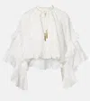 Zimmermann Ivory Printed Cotton Blend Daylight Blouse In White