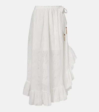 Zimmermann Daylight Ruffled Cotton-blend Maxi Skirt In White
