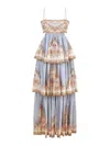Zimmermann Cotton-silk Tiered Daylight Maxi Dress In Blue