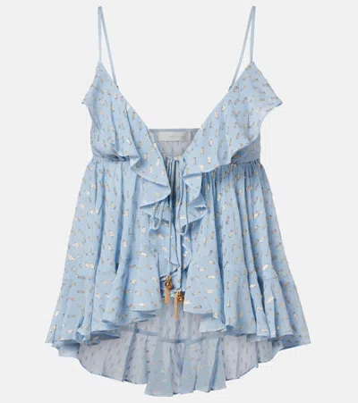 Zimmermann Daylight Ruffled Top In Blue