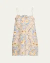 Zimmermann Daylight Scallop Mini Dress In Damask Denim In Pink