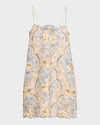 Zimmermann Daylight Scallop Mini Dress In Damask Denim In Multi
