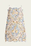 Zimmermann Daylight Scallop Mini Dress In Damask Denim In Multi
