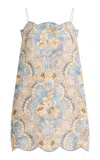 Zimmermann Daylight Scallopped Linen Mini Dress In Multi