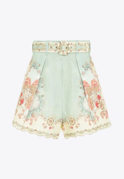 Zimmermann Daylight Tuck Belted Shorts In Multi