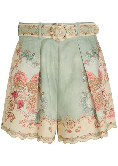 Zimmermann Daylight Tuck Printed Linen Shorts In Multi