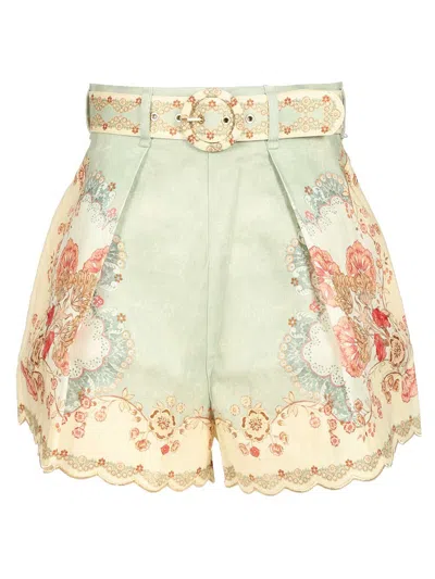 Zimmermann Daylight Tuck Short Trousers Multicolor In Green