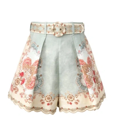 ZIMMERMANN ZIMMERMANN DAYLIGHT TUCK BELTED PRINTED SHORTS